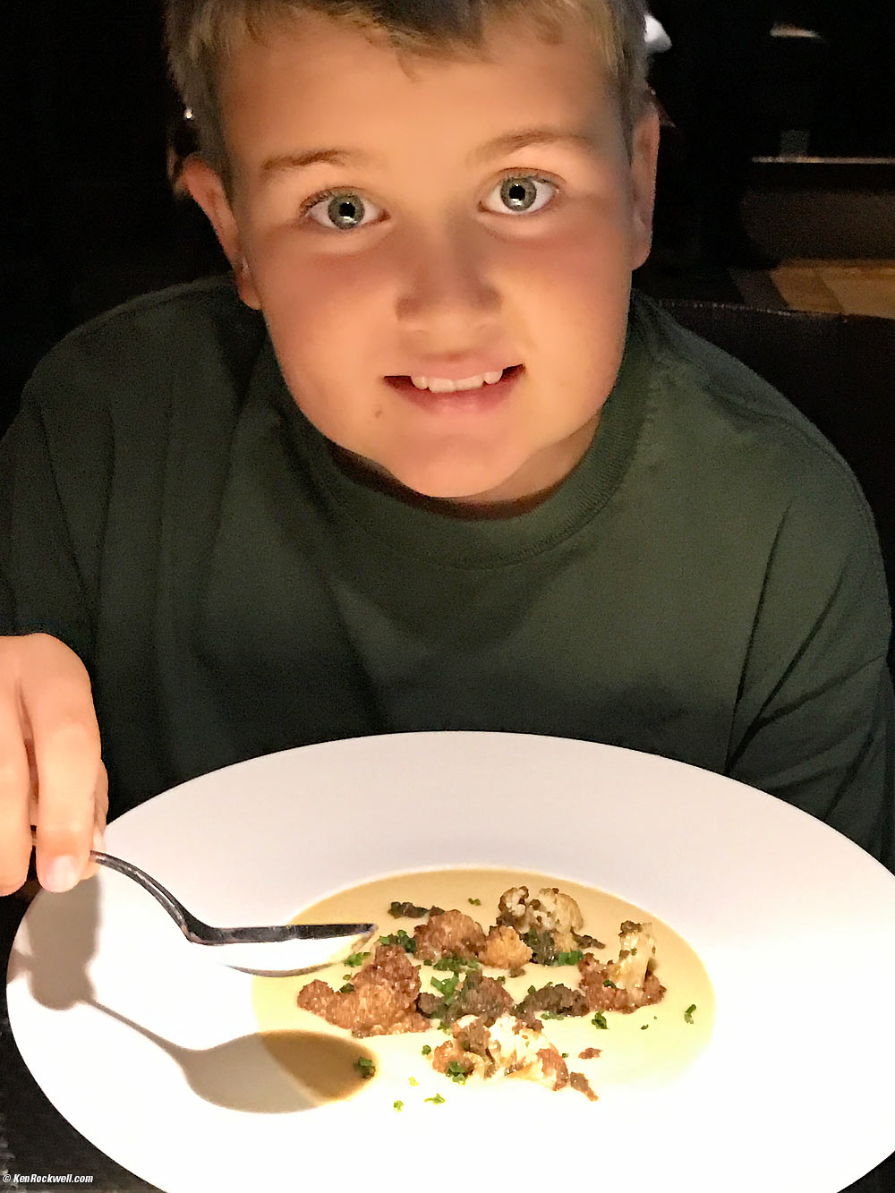 Ryan at West. He had the soup of the day, cream of cauliflower soup