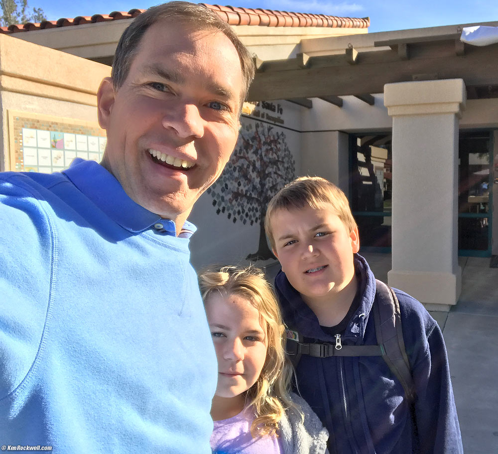 Dad drops the kids at school