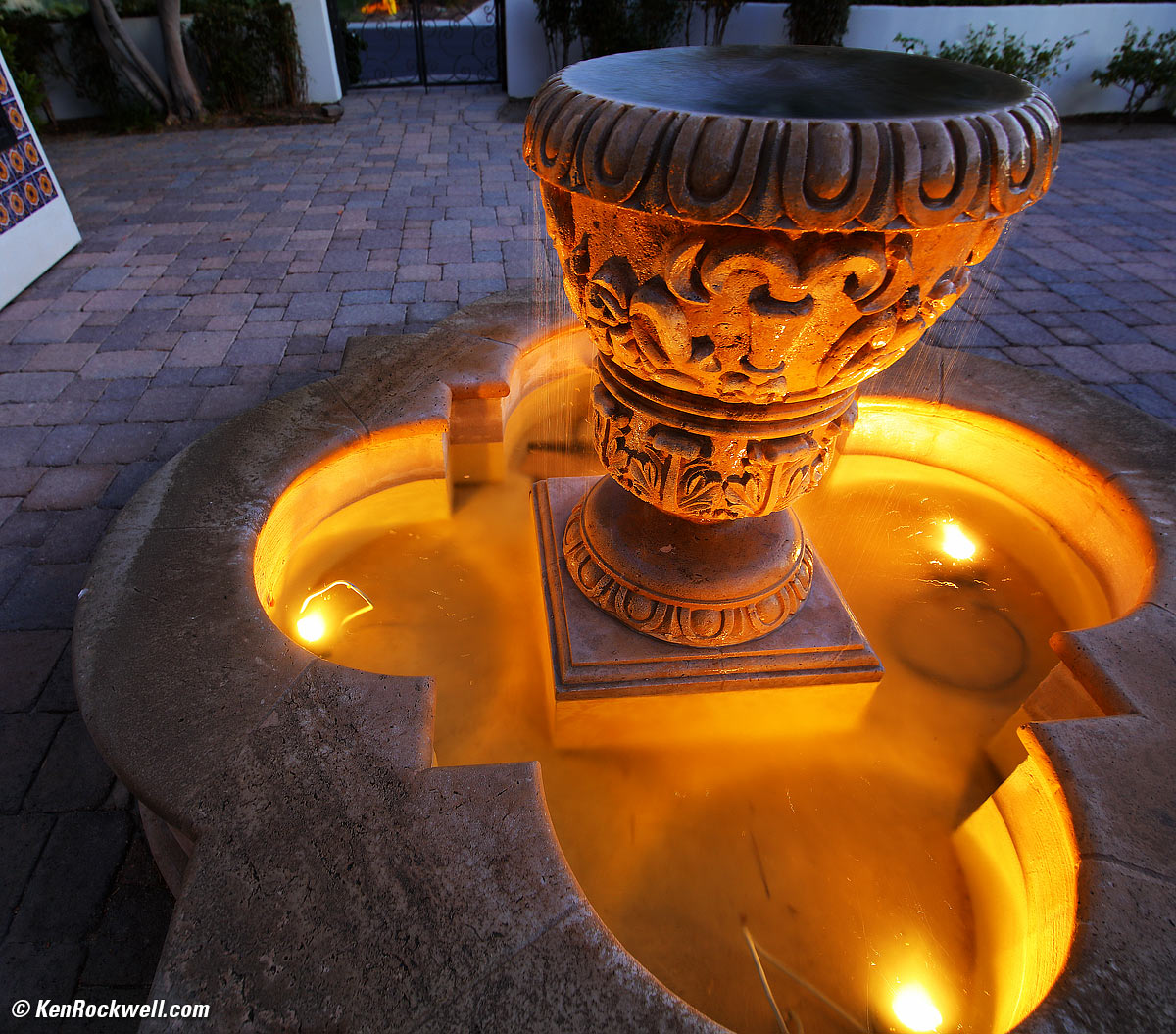 Desert Fountain at Dusk