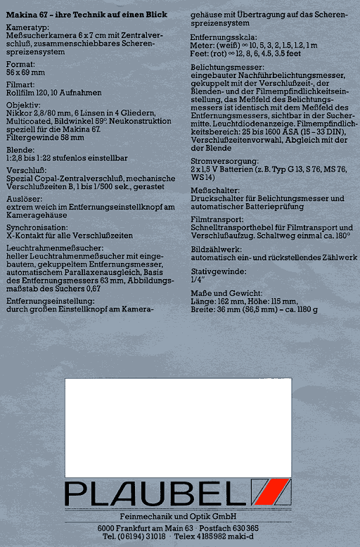 Plaubel brochure back