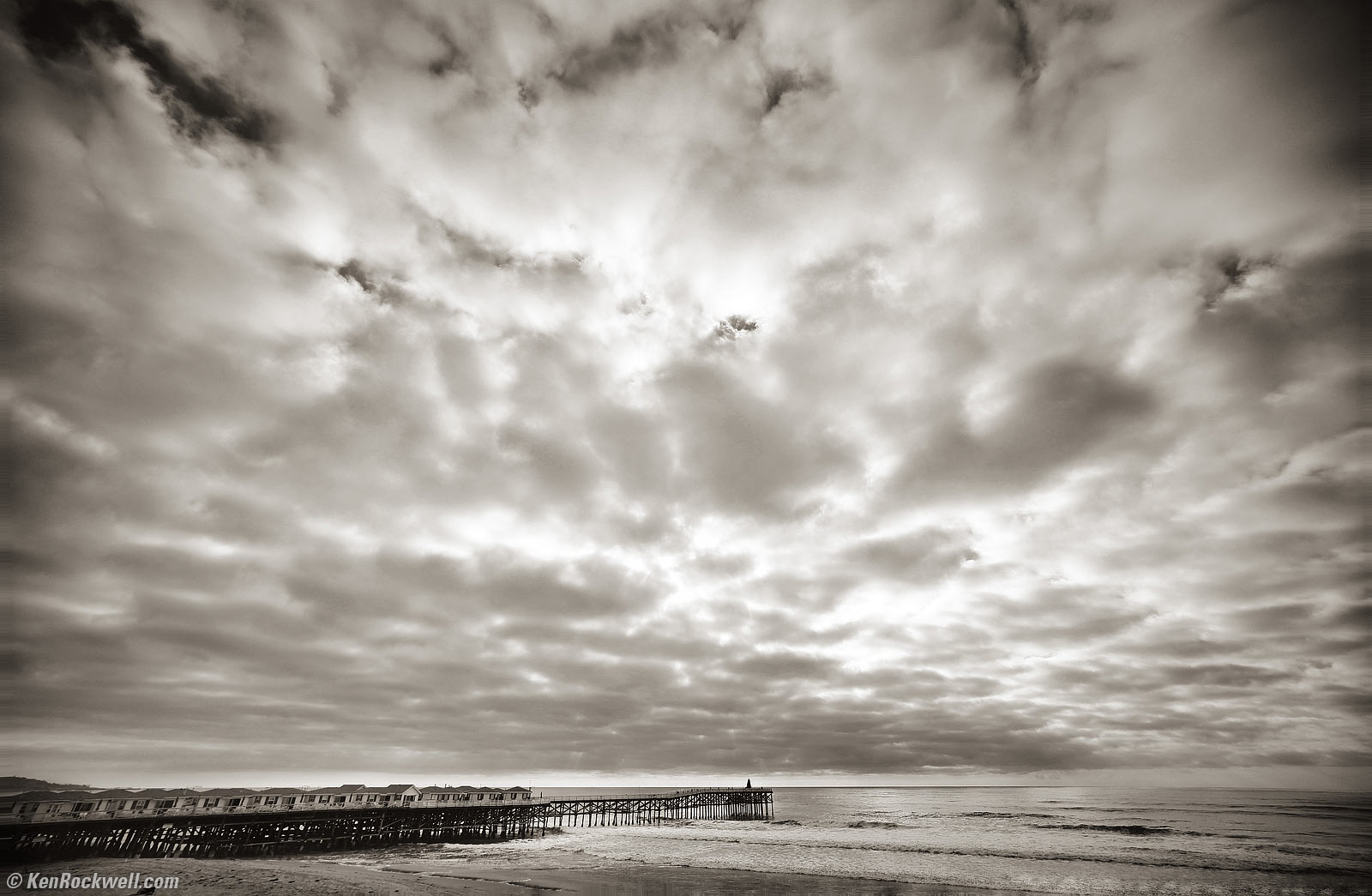 Pacific Beach Pier and Pacific Ocean with Amazing Clouds