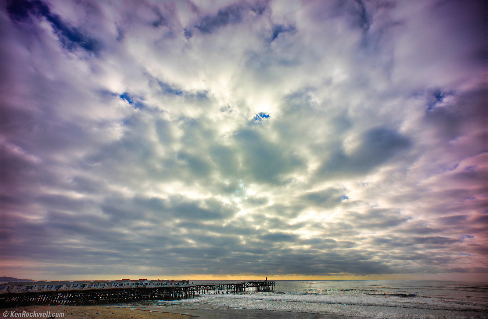 Pacific Beach Pier and Pacific Ocean with Amazing Clouds