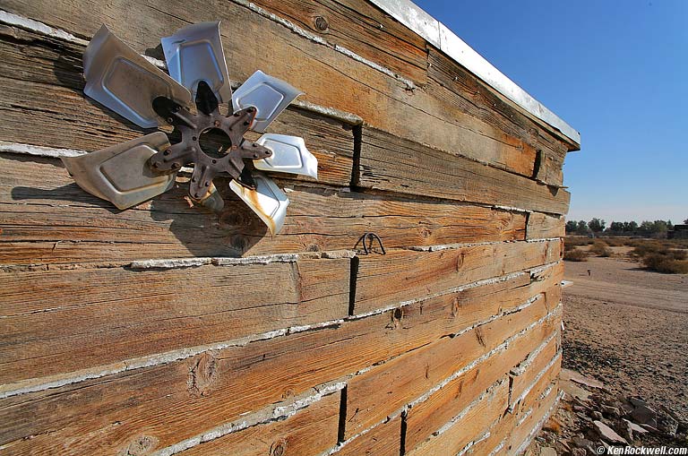 Fan at Mary's Junkyard,  Newberry Springs, CA