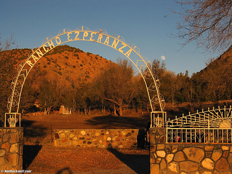 Moonrise over Rancho Ezperanza, Chimay&oacute;, New Mexico.