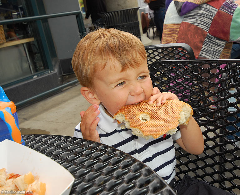 Ryan Chomping the Last of a Sourdough Bread Bowl, San Francisco, 1:30 PM.