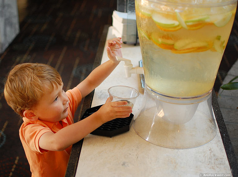 Ryan Gets Some Lemony Water in the Lobby, 8:45 AM.