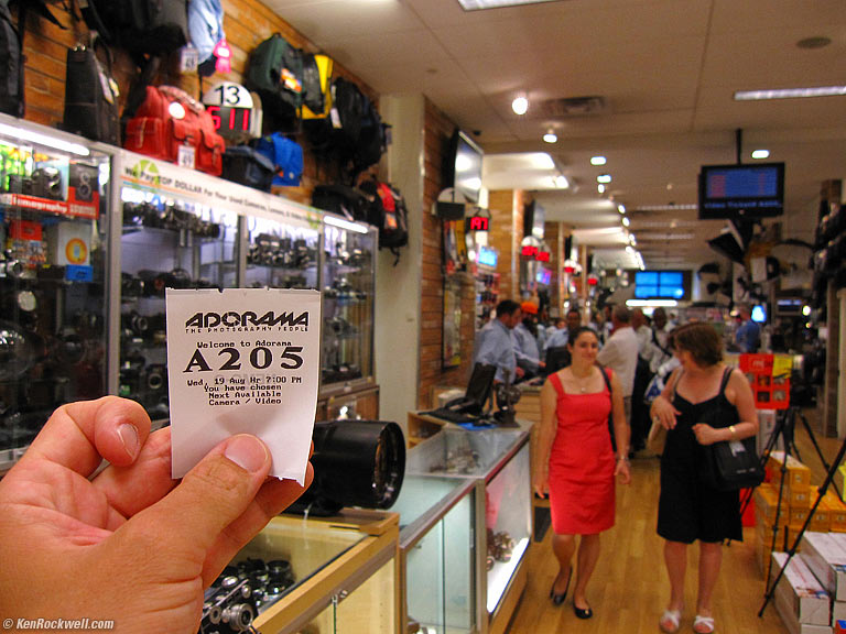 Ticket, Adorama, 7:01 PM.