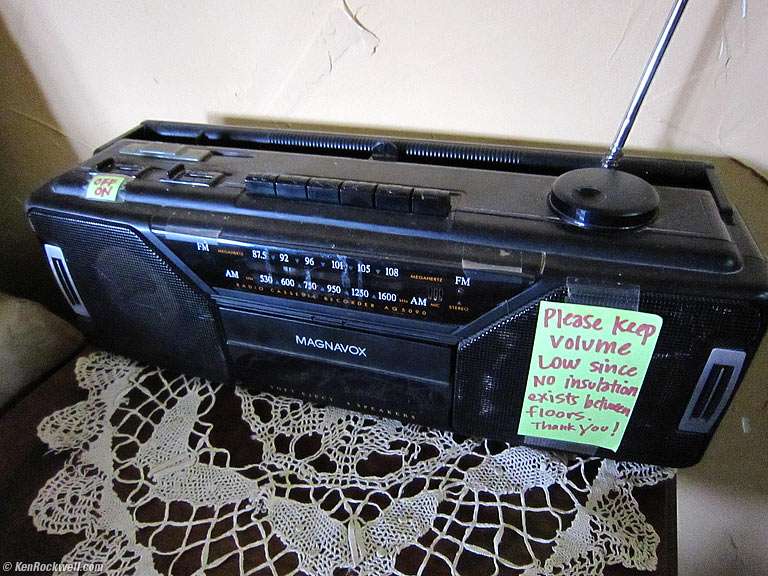 Radio with Nanny Sign, West Marin, California, 5:20 PM.