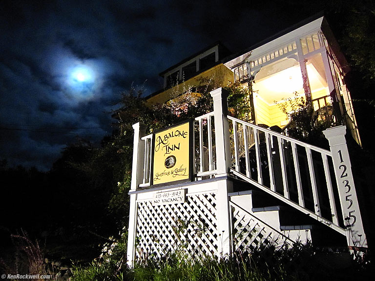 Abalone Inn, Inverness, California, 10:20 PM.