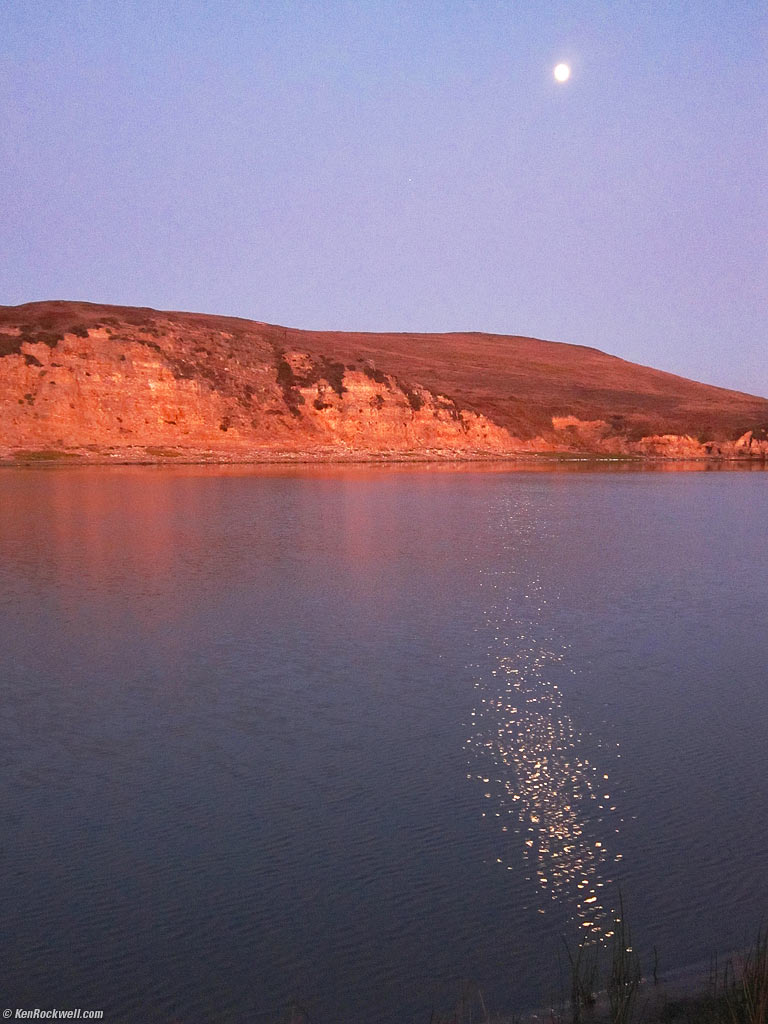Moonrise, Abbotts Lagoon, West Marin, California, 7:56 PM.