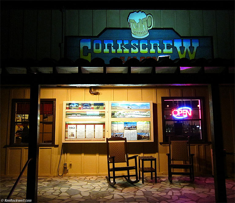 Corkscrew Saloon, Furnace Creek Ranch, Death Valley, 8:20 PM.