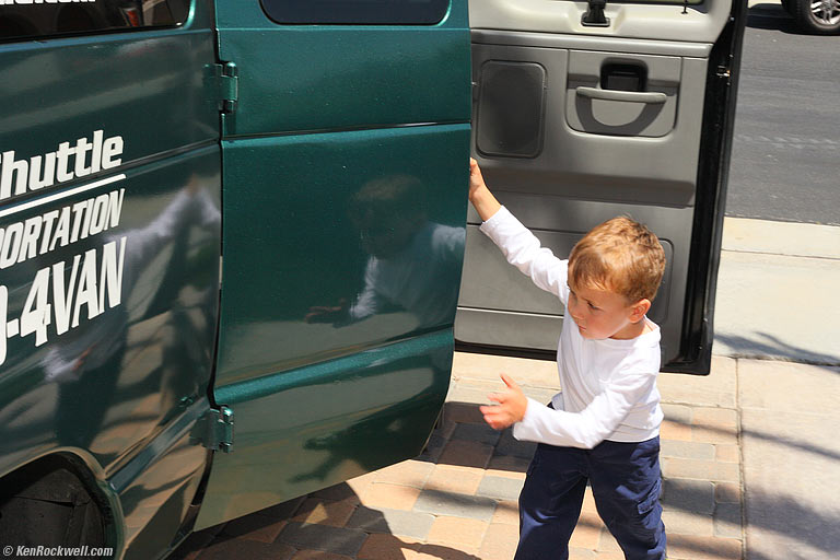 Ryan opens the van door. 1:34 PM.