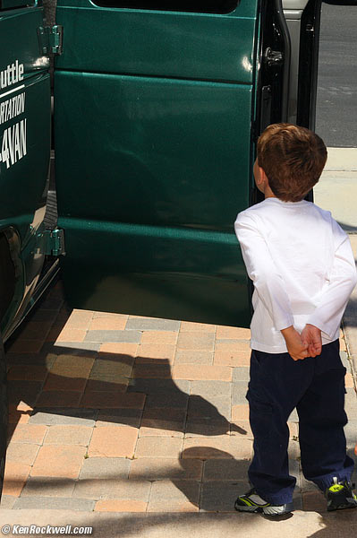 Ryan opens the van door. Ryan is enamored by the van door, 1:34 PM.:34 PM.