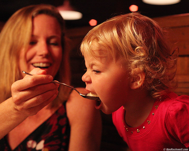Aunt Lisa feeds Katie Ice Cream, Kihei, Maui. 8:02 PM.