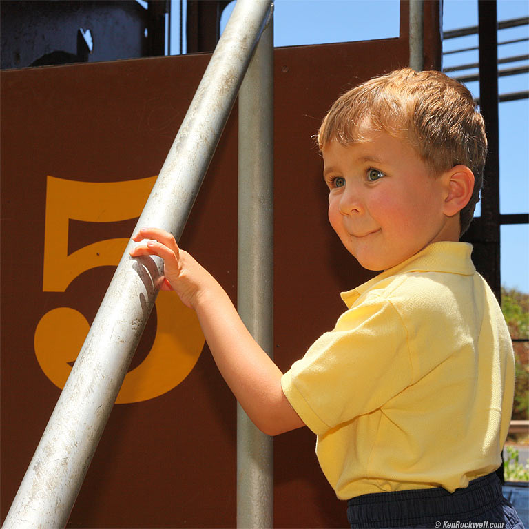 Ryan on the static Sugar Cane Train display, Lahaina, Maui, 12:22 PM.