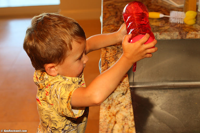 Filling a silly straw cup, Wailea, Maui. 8:07 AM.