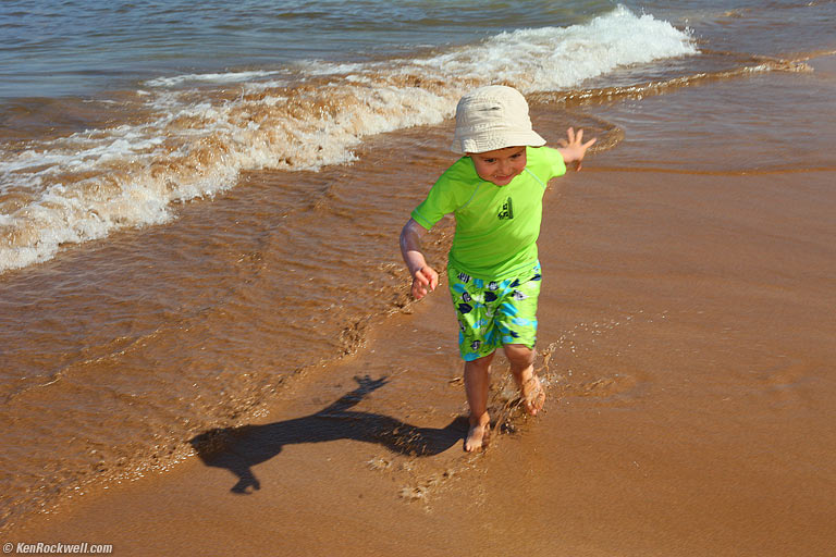 Ryan running, Wailea Beach, Maui. 9:39 AM.