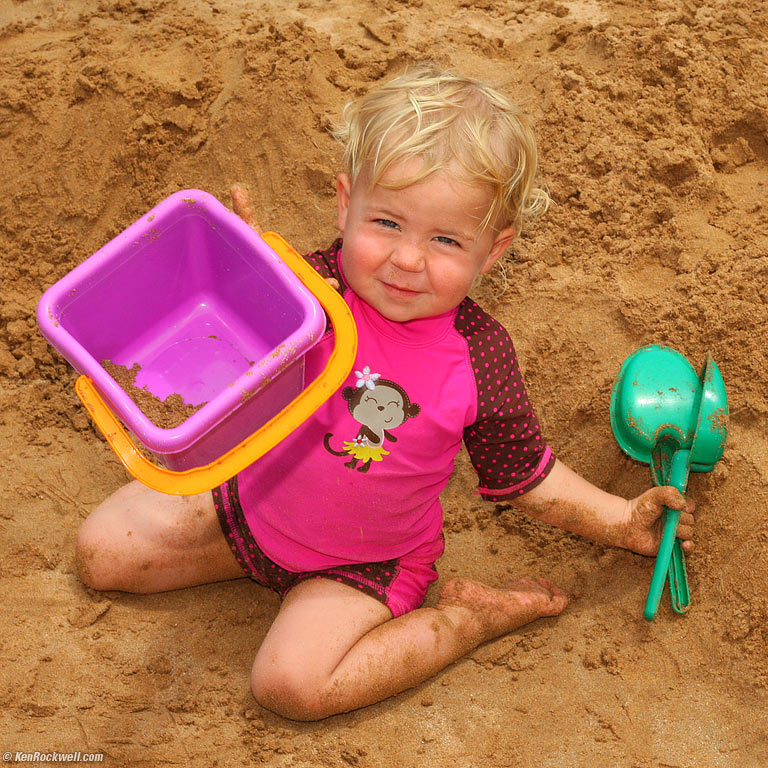 Katie playing in the sand, Wailea Beach, Maui. 11:17 AM.
