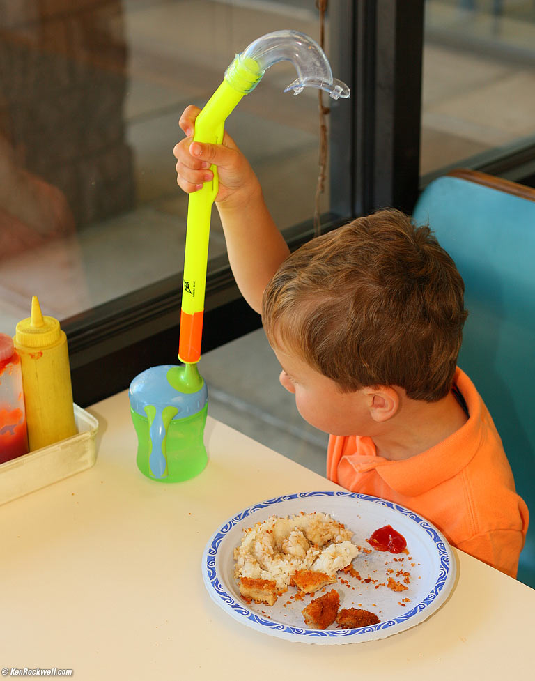 Drinking through the snorkle, L&L Drive-Inn, Kihei, Maui. 10:29 AM.