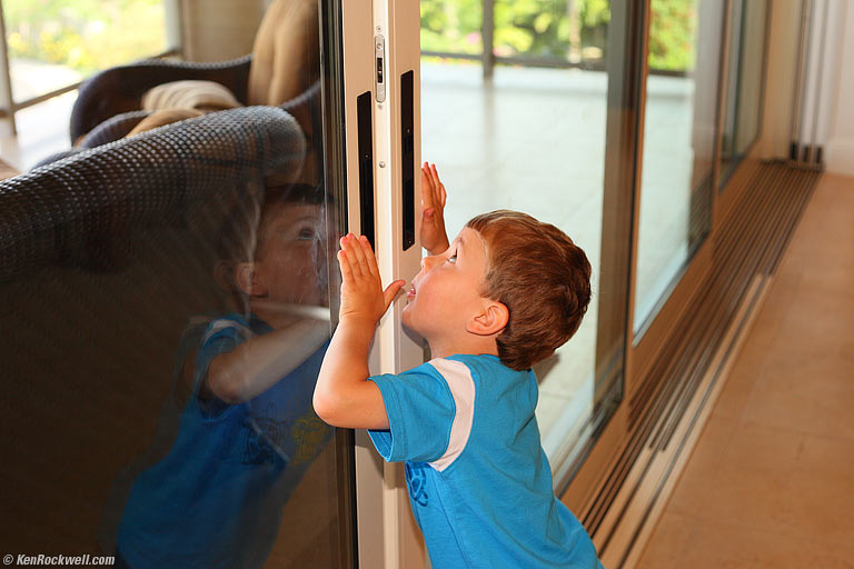 Ryan checking out the sliding doors, Wailea, Maui. 10:00 AM.