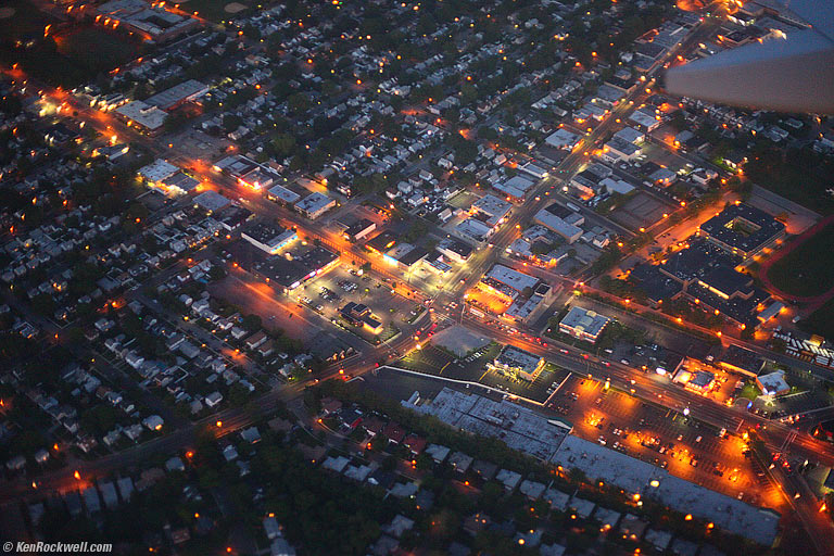 Airbus A320 Wing and Moon, 8:31 PM.