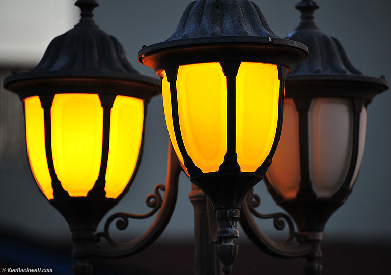Lamps, Los Padres Inn, San Luis Obispo, California, 8:09 PM.