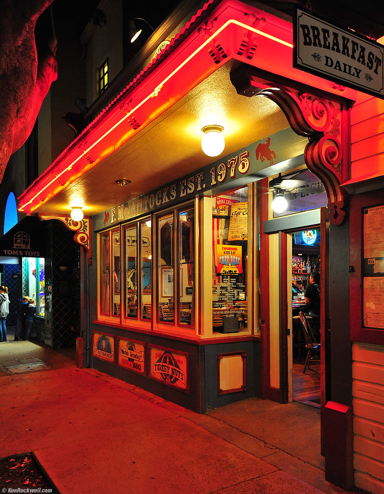 F. McLintock's, Higuera Street, San Luis Obispo, California, 9:12 PM.