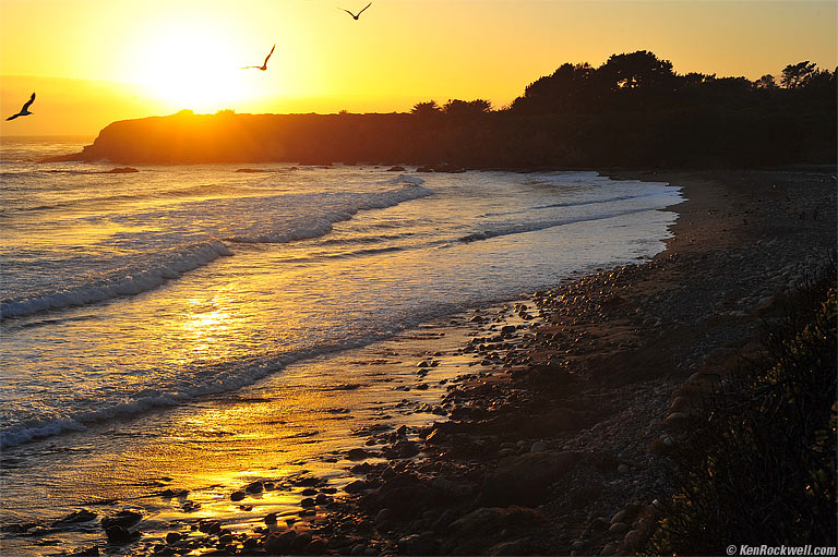 Sunset, San Simeon, California, 8:06 PM.