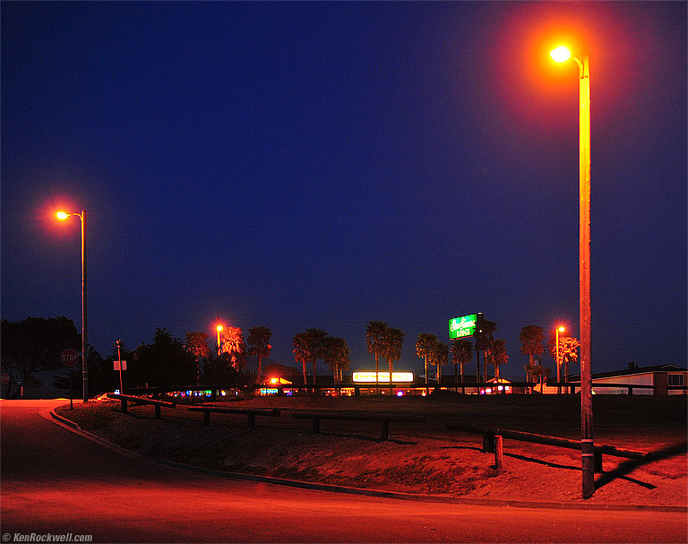 Sodium Light, San Simeon, California, 8:58 PM.