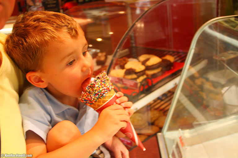 Ryan scores an ice cream cone, 12:26 PM.