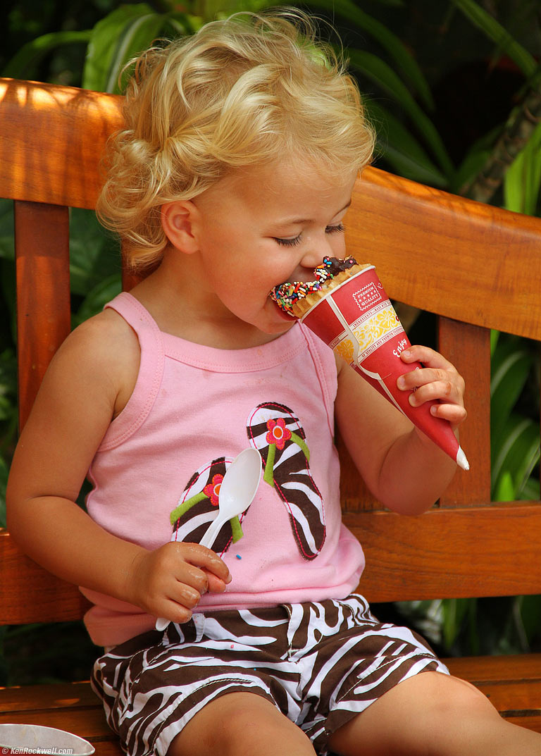Katie and the ice cream cone, 12:48 PM.