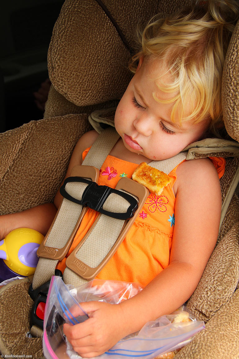 Katie naps on the way to the Maui Ocean Center, 1:10 PM. 