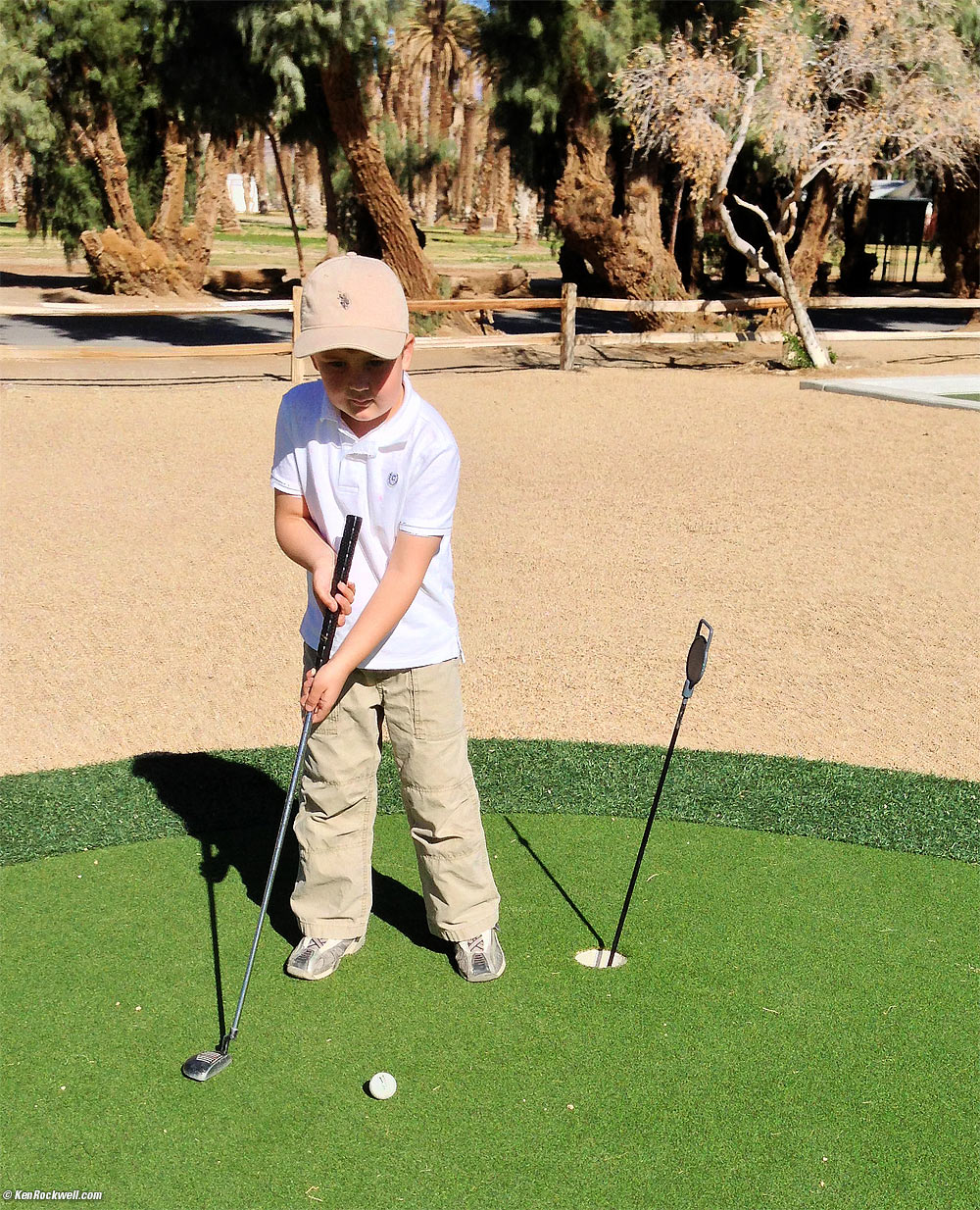 Ryan golfing, Furnace Creek Resort, Death Valley, California 12:34 PM