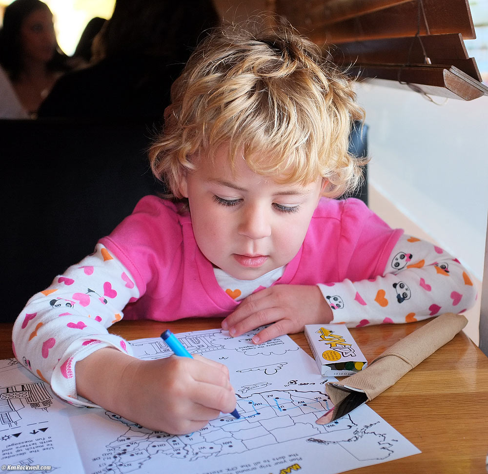 Katie coloring at CPK, 4:41 PM