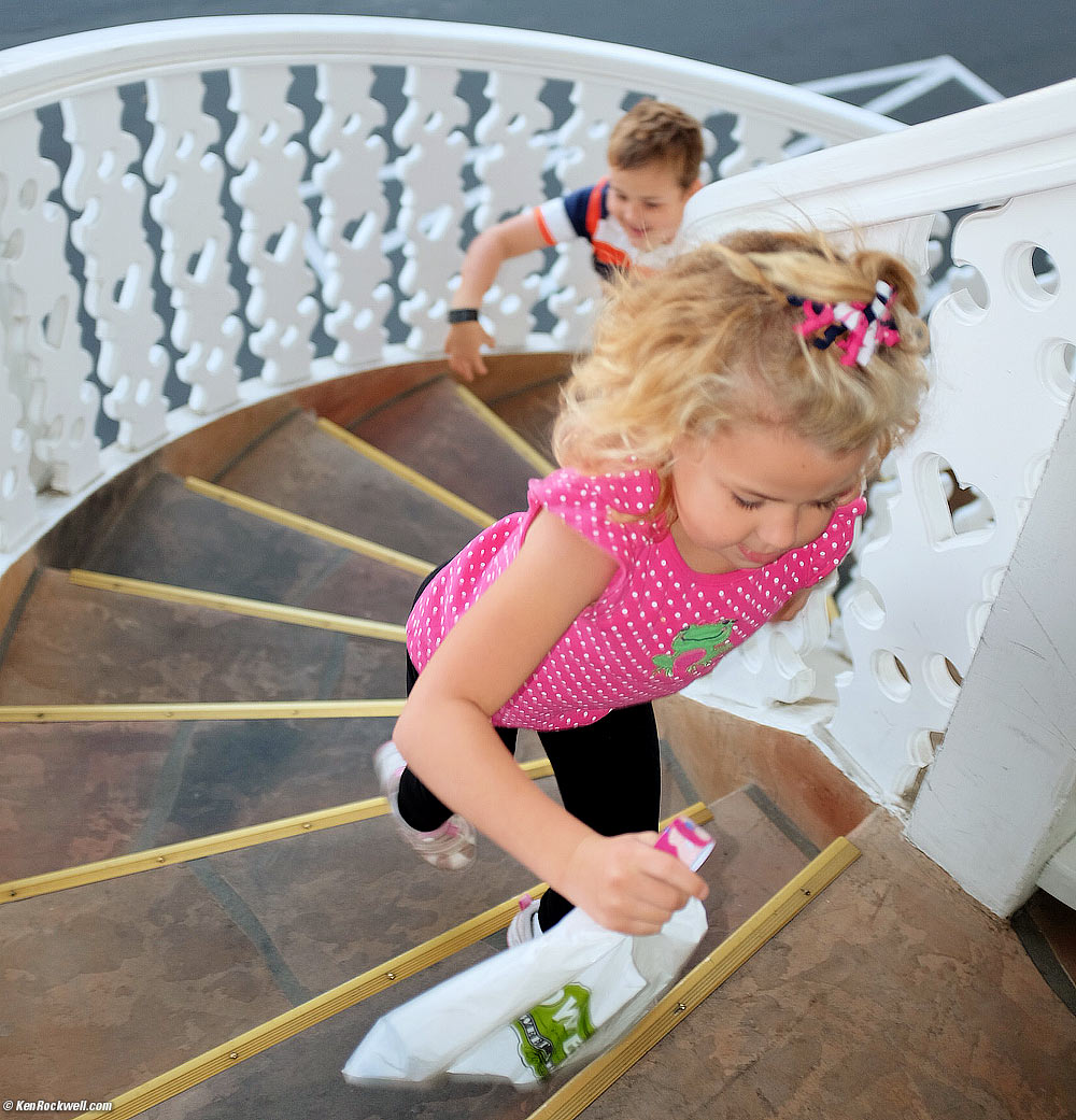 Ryan and Katie Run up the Spiral Staircase