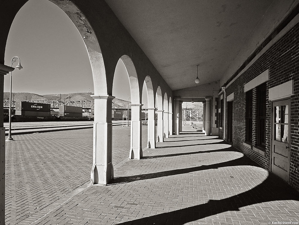 Barstow Train Station in black and white