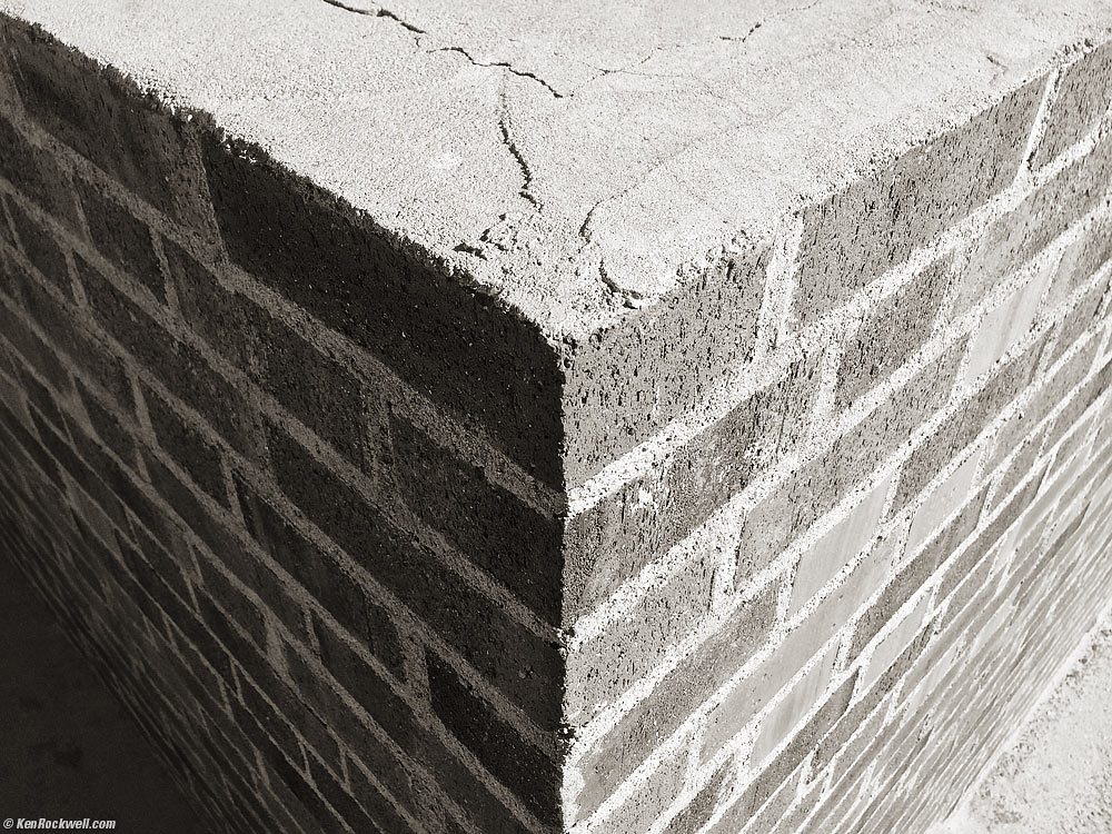 Abstract bricks in black and white at barstow train station