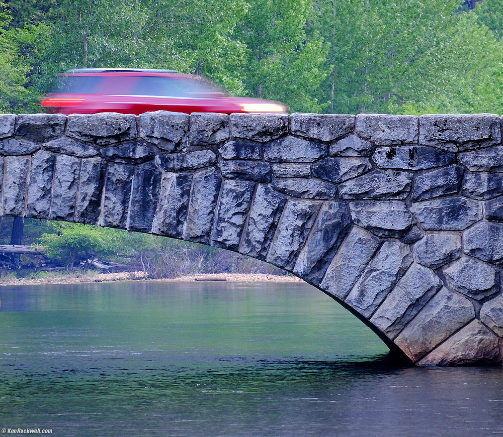 Red across Stoneman Bridge, Yosemite Valley