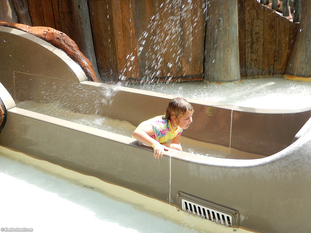 Katie at the Menehune Bridge water slide
