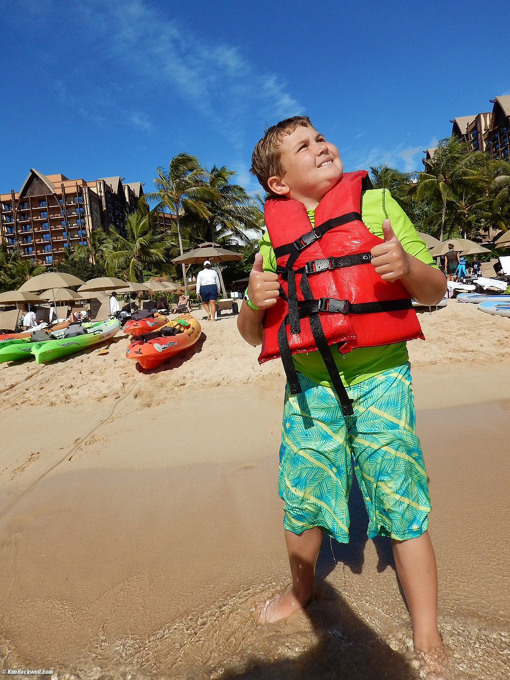 Ryan looks at a passing plane