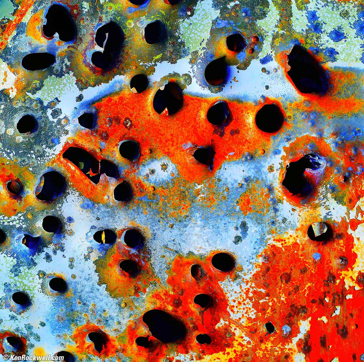 Colorful Steel with Bullet Holes, Abandoned California Mine