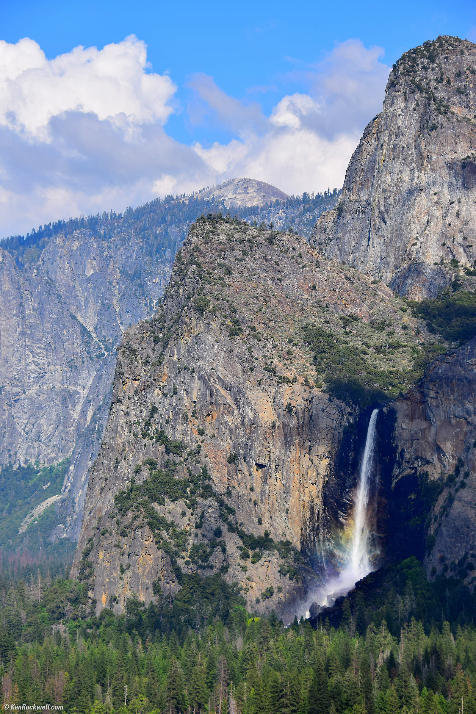 Bridal Veil Falls with rainbow as seen from tunnel view