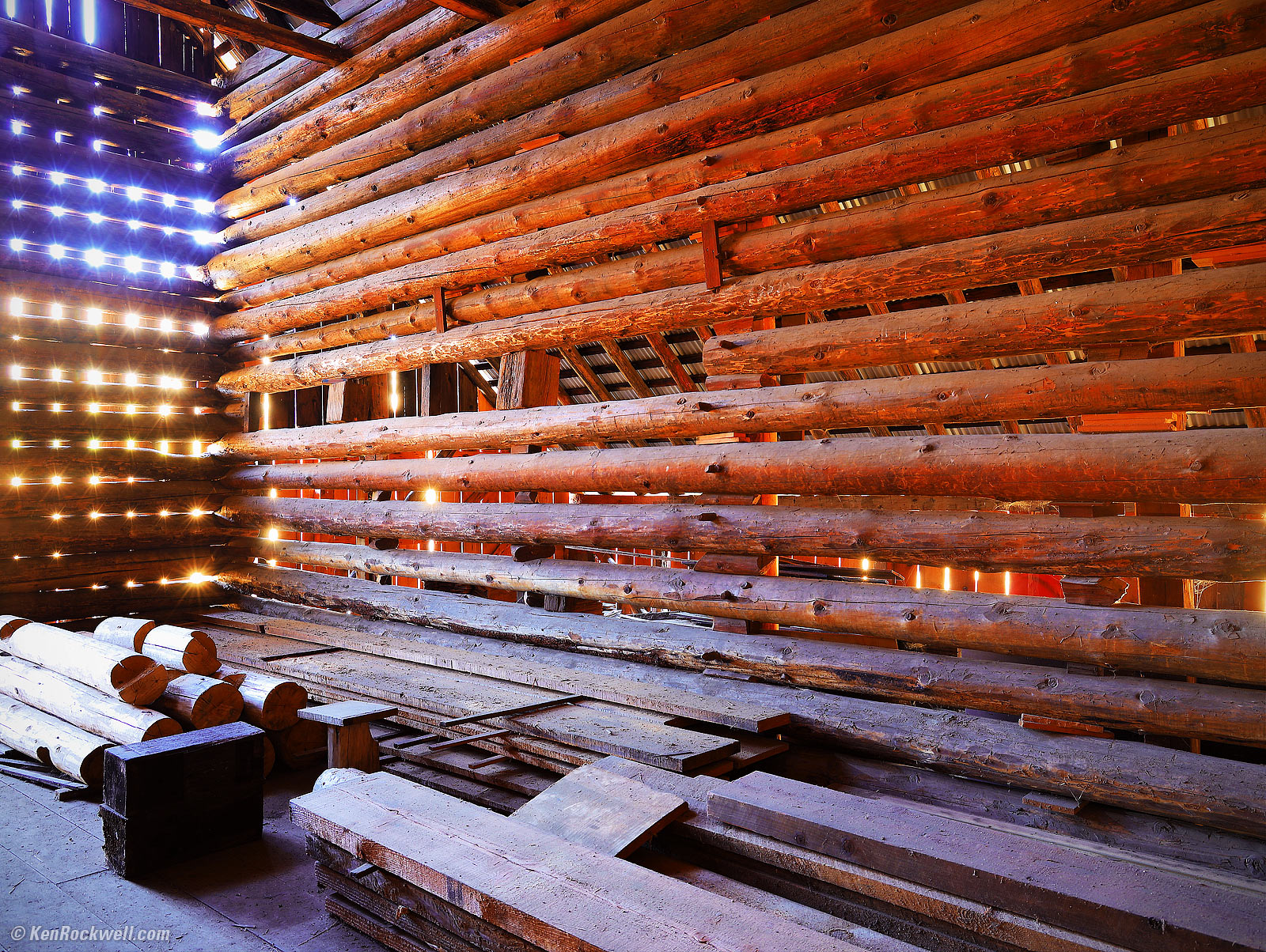 American Flag in Wood and Light