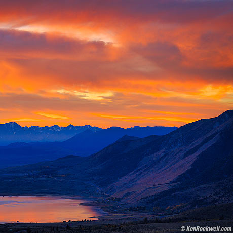 Dawn over Lee Vining and Mono Lake as seen from Conway Summit, California